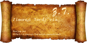 Zimonyi Terézia névjegykártya